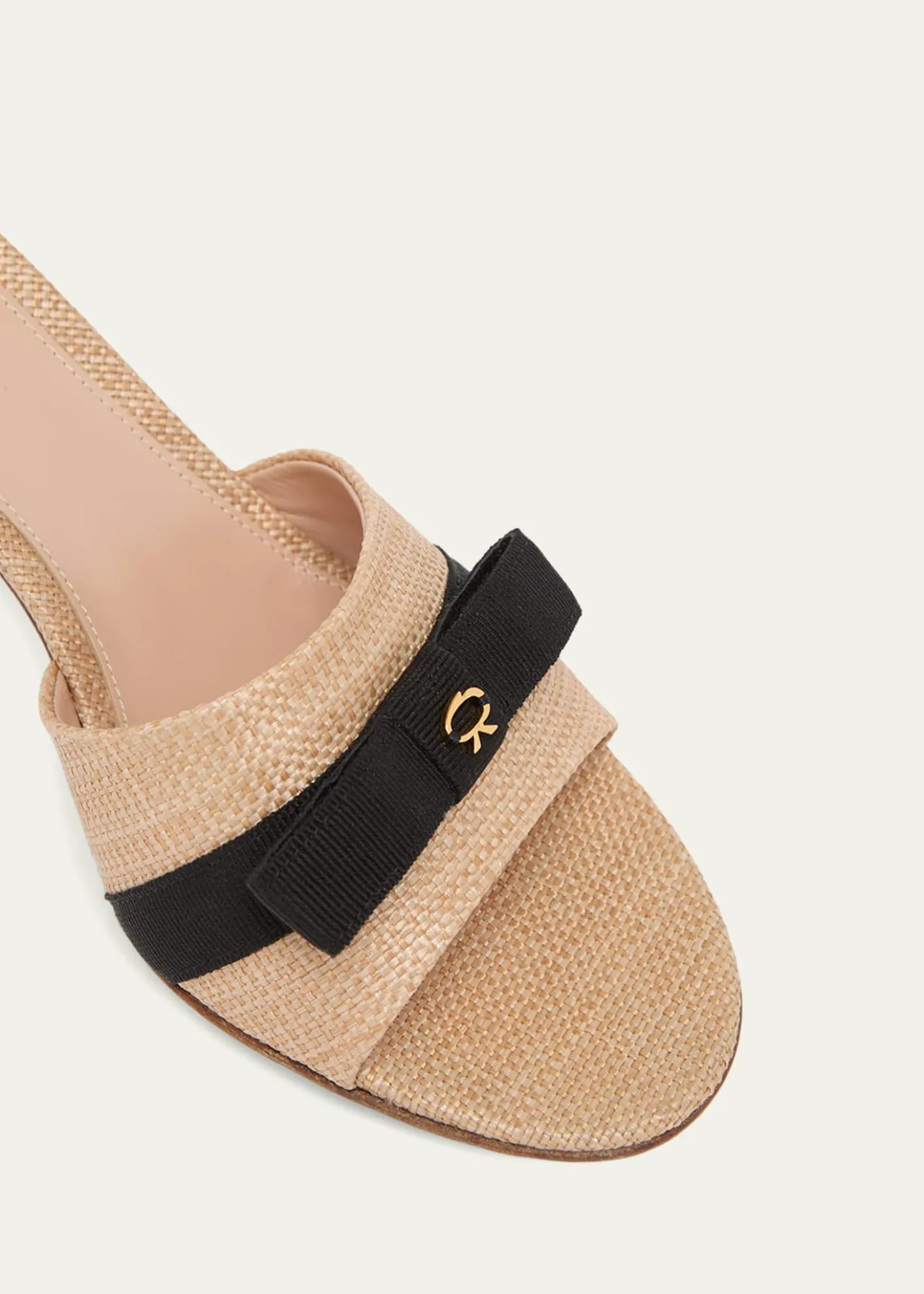 Gianvito Rossi70mm Raffia Bow Mule Sandals