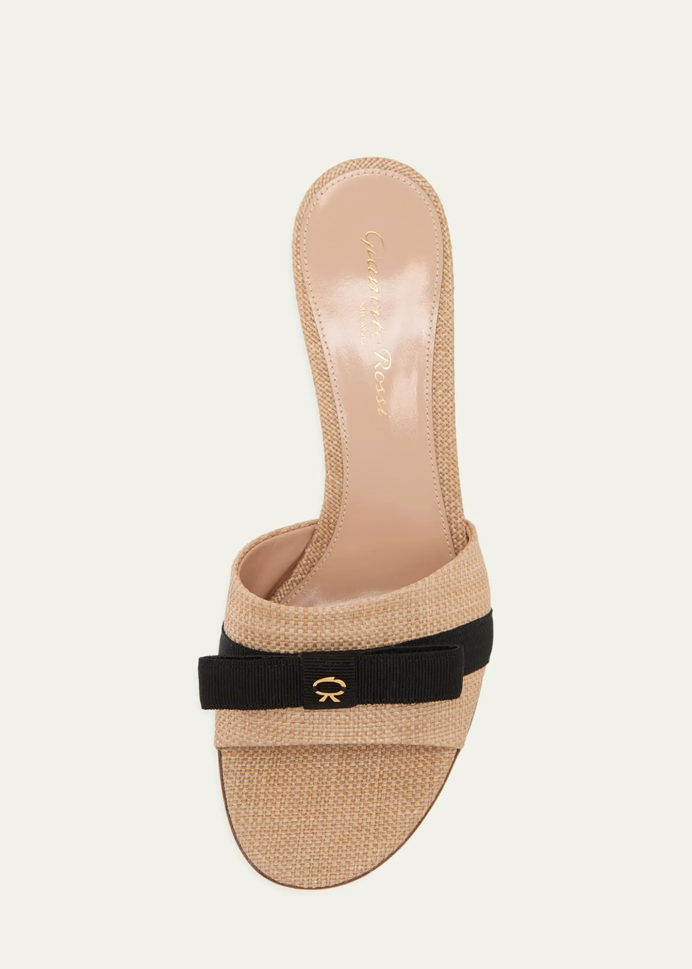 Gianvito Rossi70mm Raffia Bow Mule Sandals