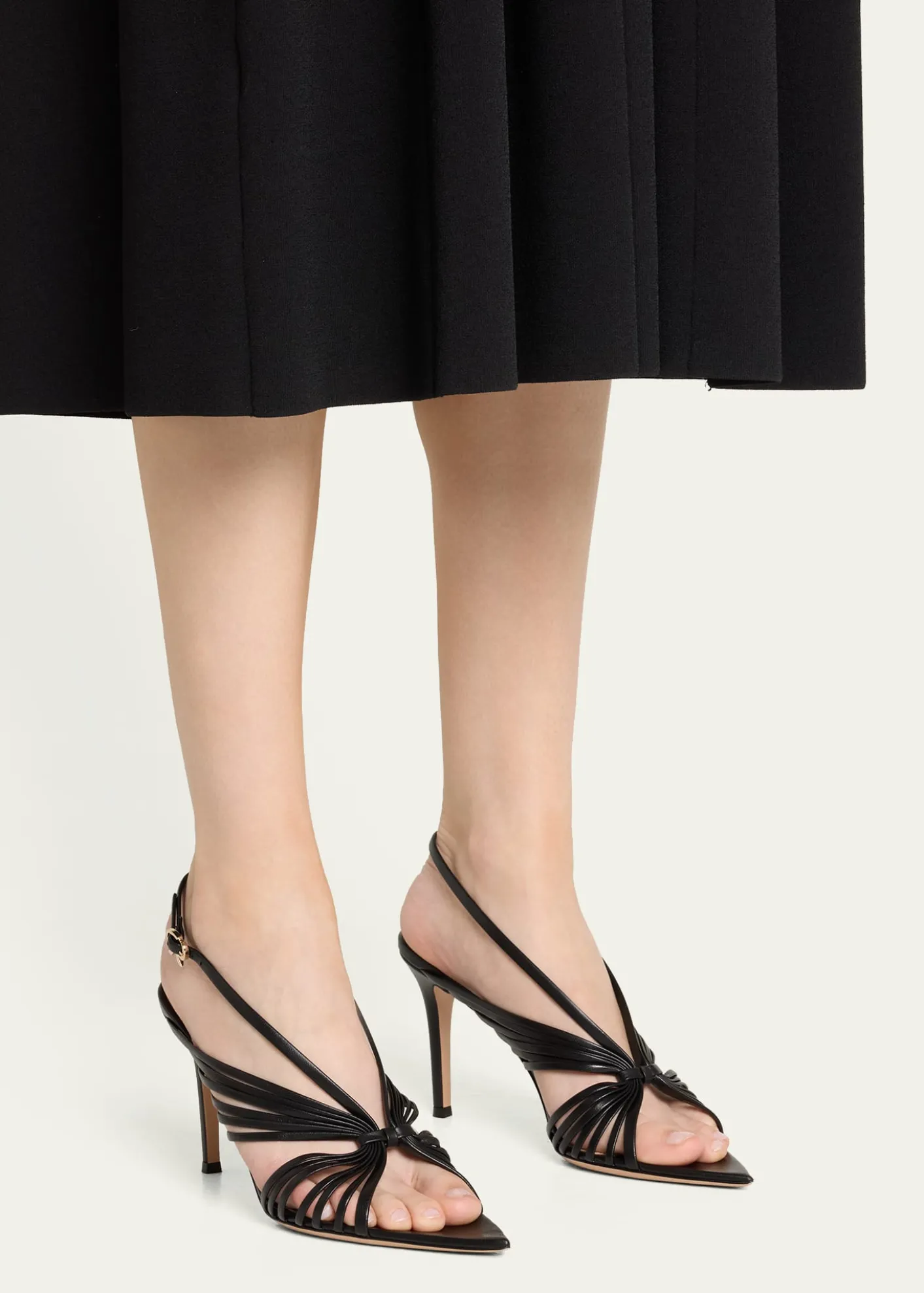 Gianvito Rossi85mm Strappy Leather Pointed-Toe Sandals
