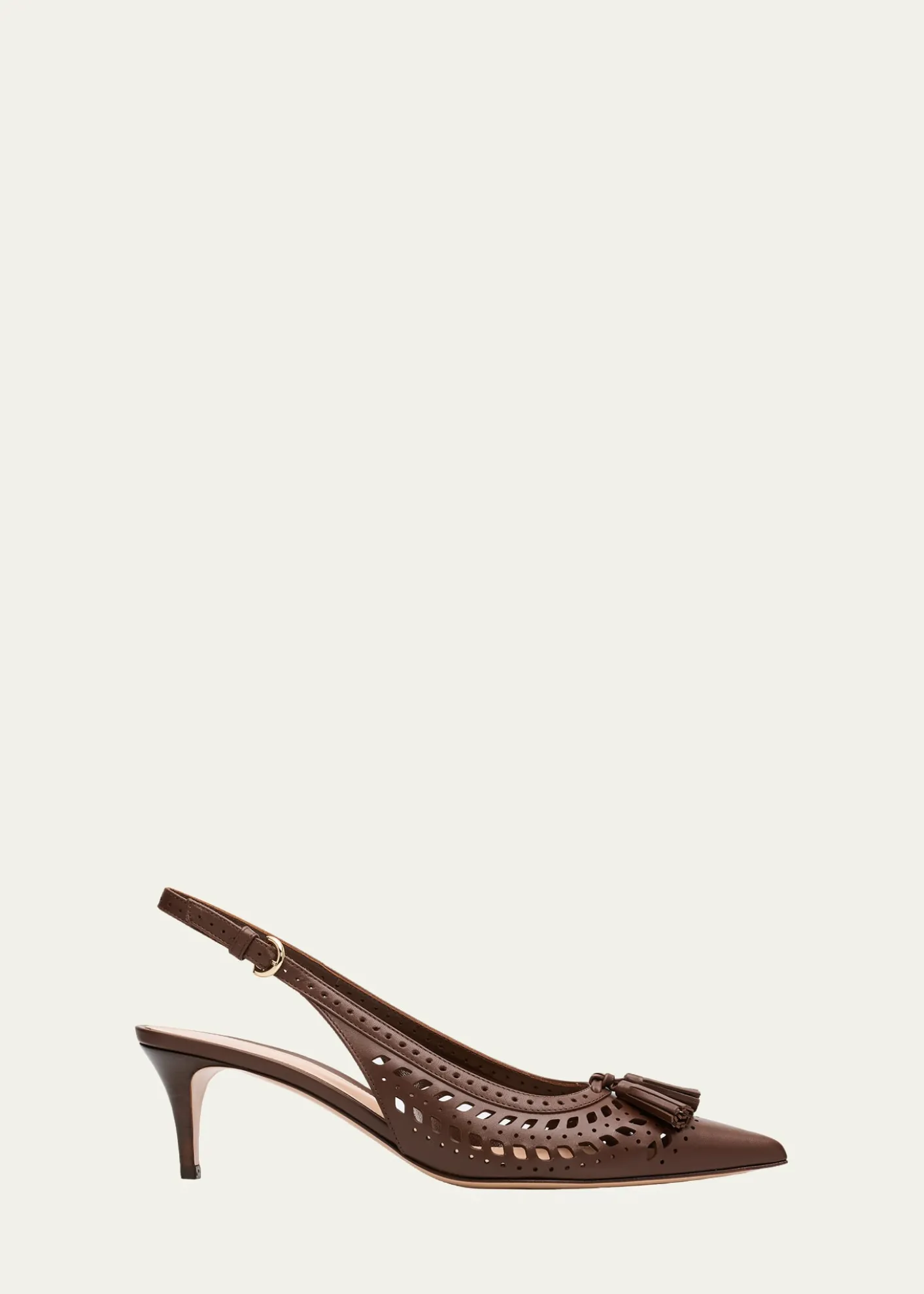 Gianvito Rossi55mm Vitello Cutout Leather Slingback Pumps