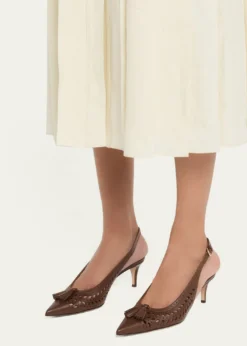 Gianvito Rossi55mm Vitello Cutout Leather Slingback Pumps