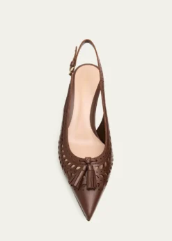 Gianvito Rossi55mm Vitello Cutout Leather Slingback Pumps