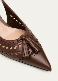 Gianvito Rossi55mm Vitello Cutout Leather Slingback Pumps