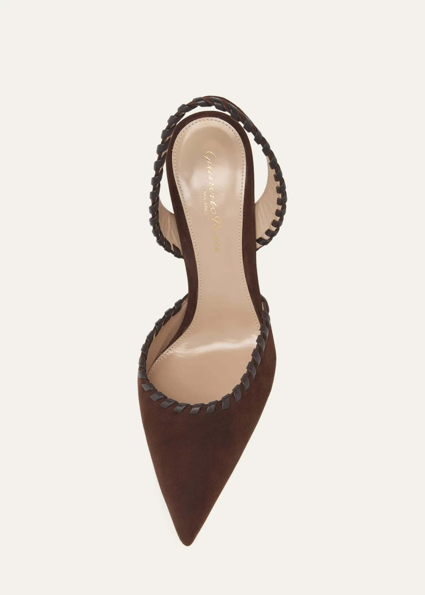 Gianvito Rossi85mm Whipstitch Suede Slingback Pumps