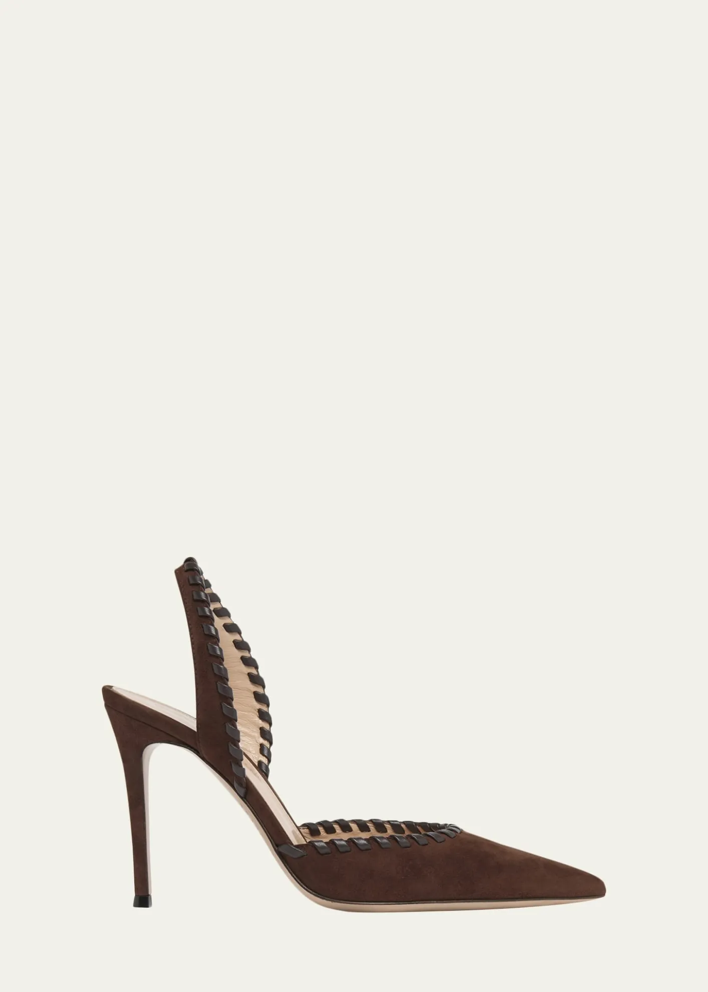 Gianvito Rossi85mm Whipstitch Suede Slingback Pumps