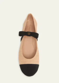 Gianvito RossiRaffia Bow Ballerina Flats
