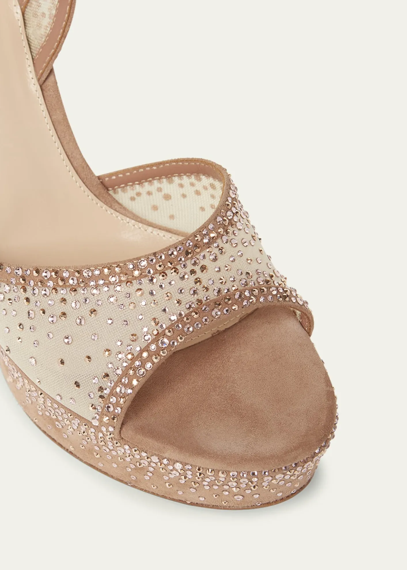 Gianvito RossiStrass Organza Ankle-Strap Platform Sandals