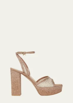 Gianvito RossiStrass Organza Ankle-Strap Platform Sandals