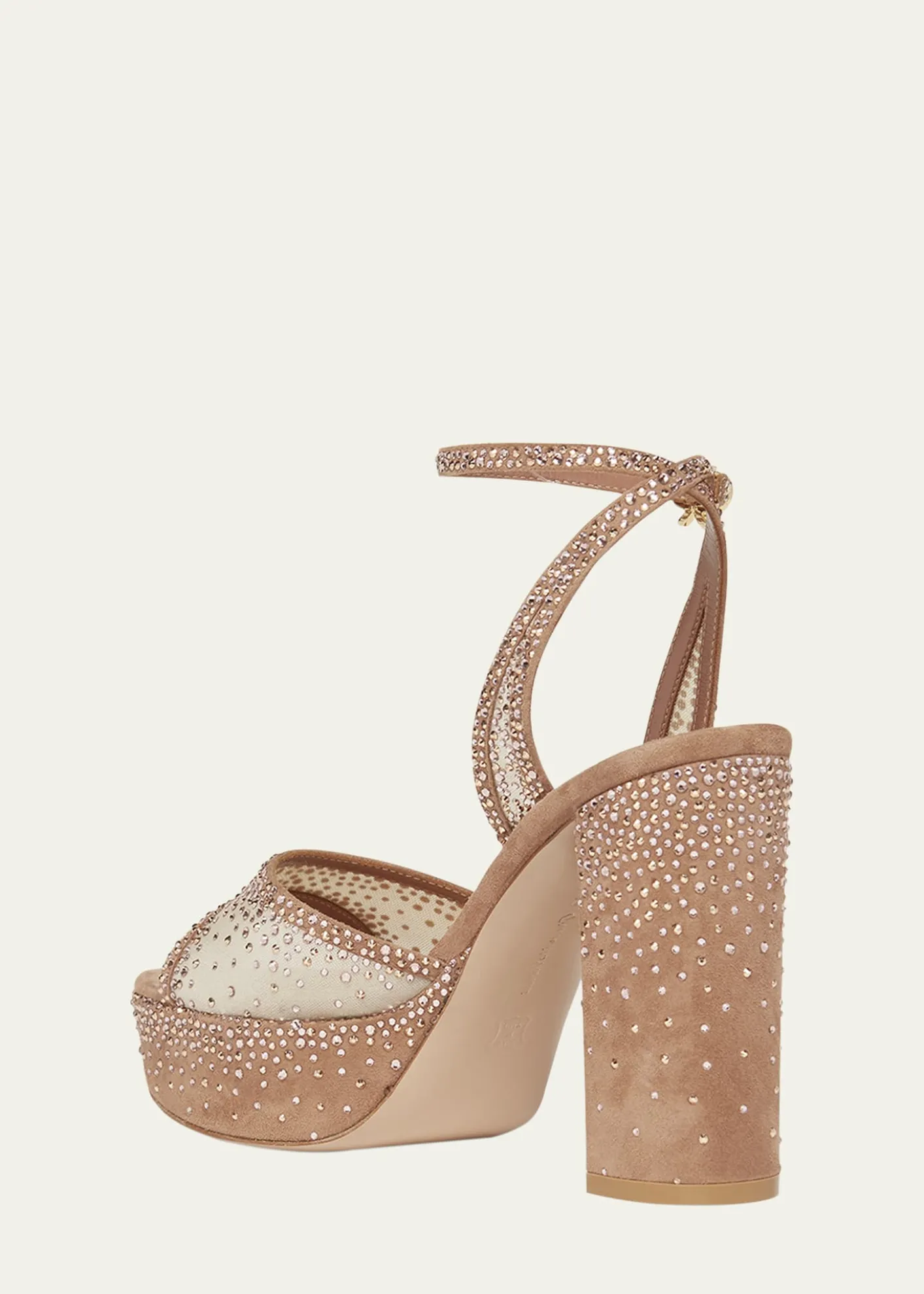 Gianvito RossiStrass Organza Ankle-Strap Platform Sandals