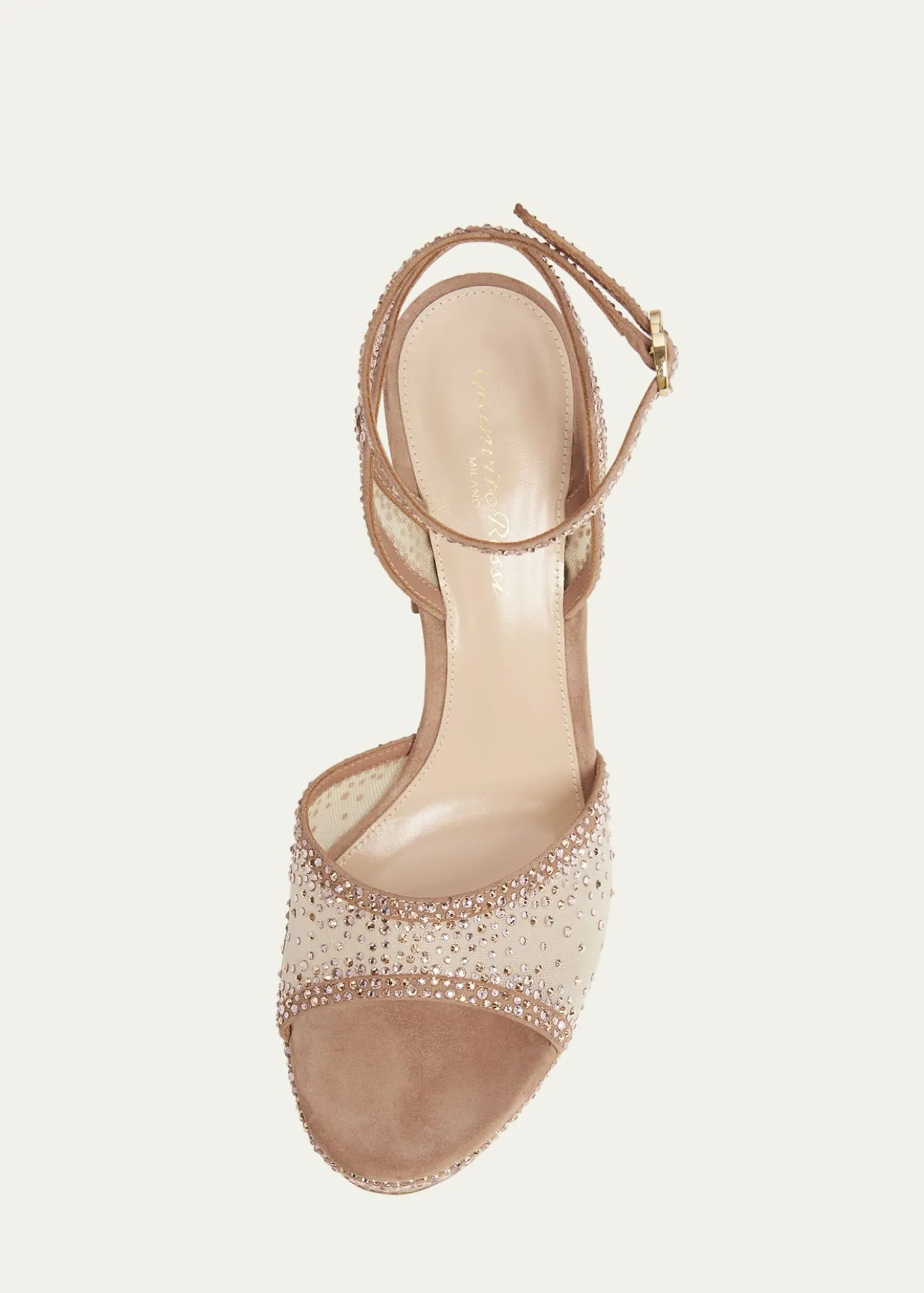 Gianvito RossiStrass Organza Ankle-Strap Platform Sandals
