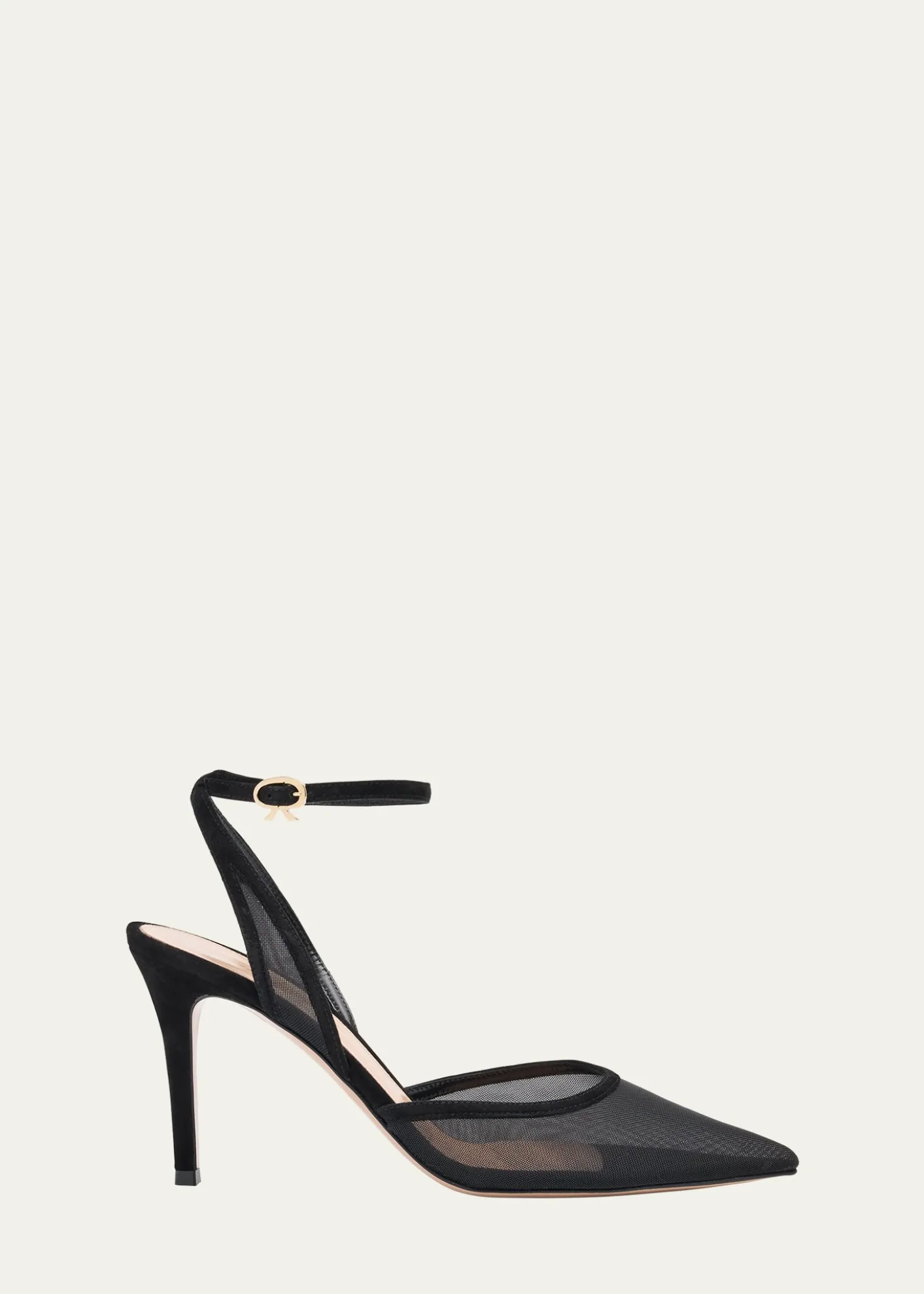 Gianvito RossiSuede Organza Ankle-Strap Pumps