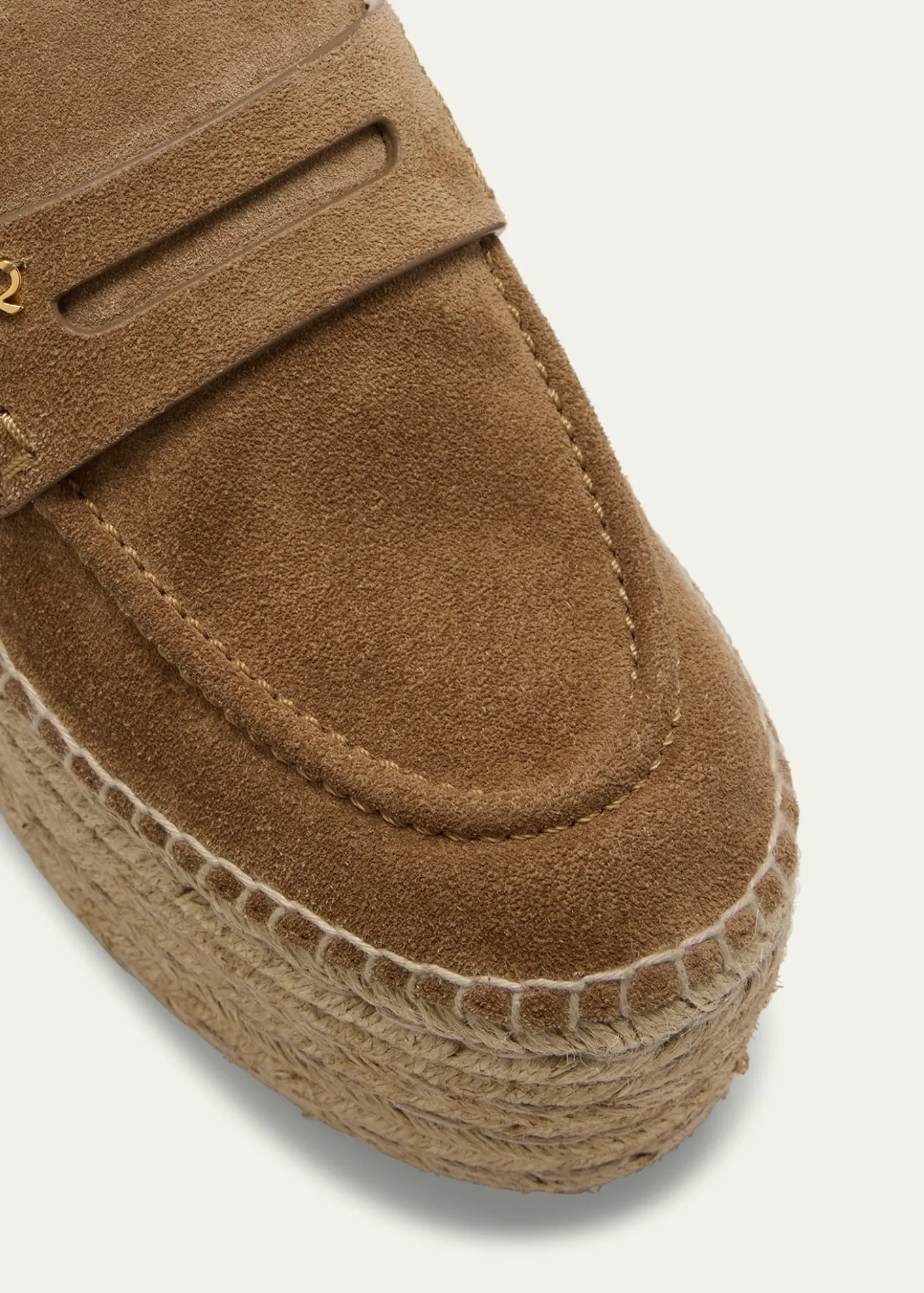 Gianvito RossiSuede Penny Loafer Platform Espadrille Mules