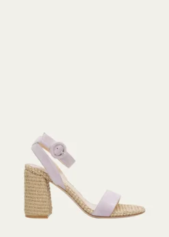 Gianvito RossiSuede Raffia Ankle-Strap Sandals