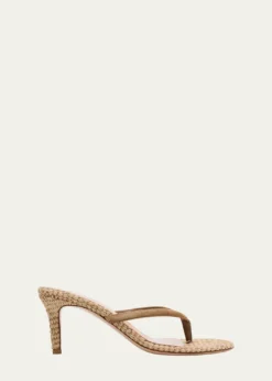 Gianvito RossiSuede Raffia Heeled Thong Sandals