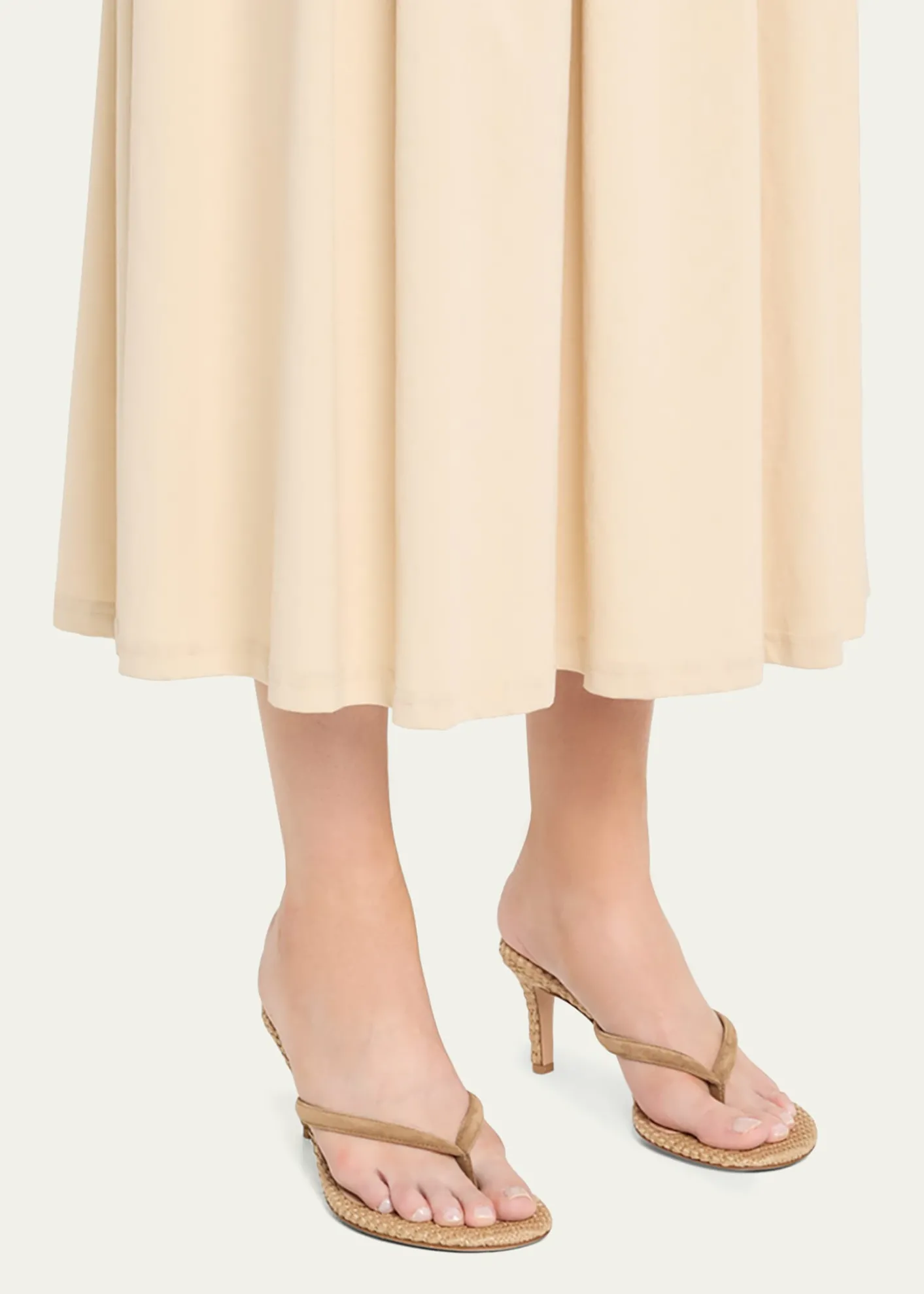 Gianvito RossiSuede Raffia Heeled Thong Sandals