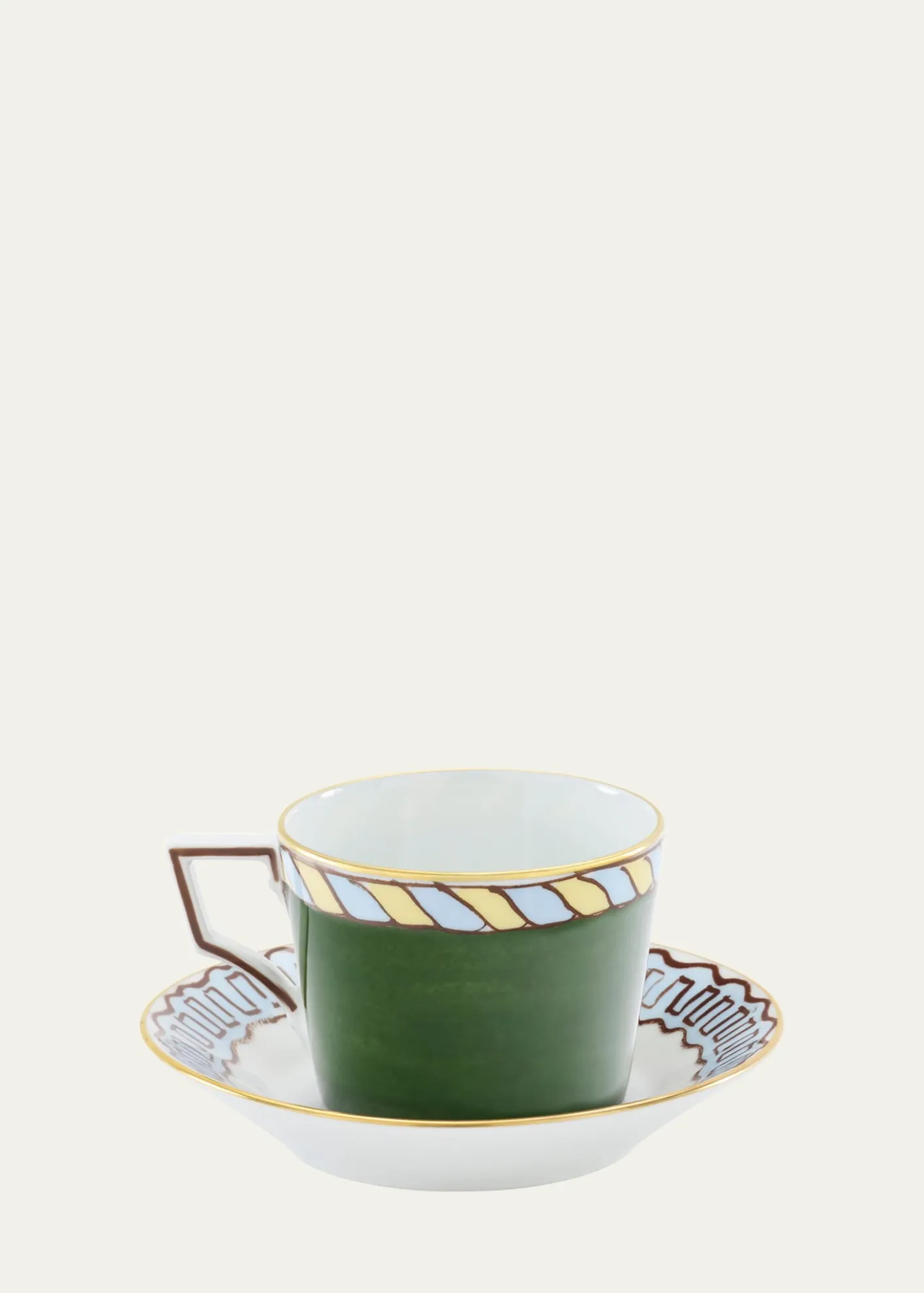 GINORI 1735Il Viaggio di Nettuno Luna 7.4 oz. Teacups & Saucers, Set of 2