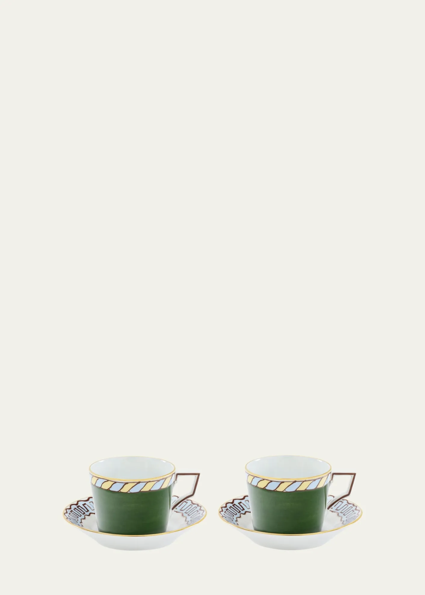 GINORI 1735Il Viaggio di Nettuno Luna 7.4 oz. Teacups & Saucers, Set of 2