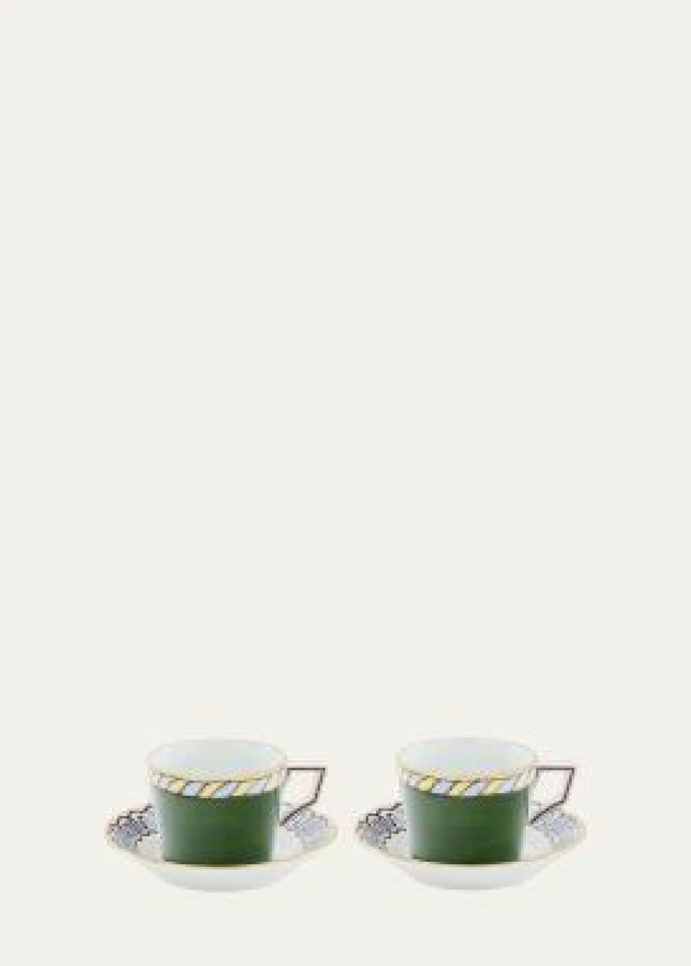 GINORI 1735Il Viaggio di Nettuno Luna 7.4 oz. Teacups & Saucers, Set of 2