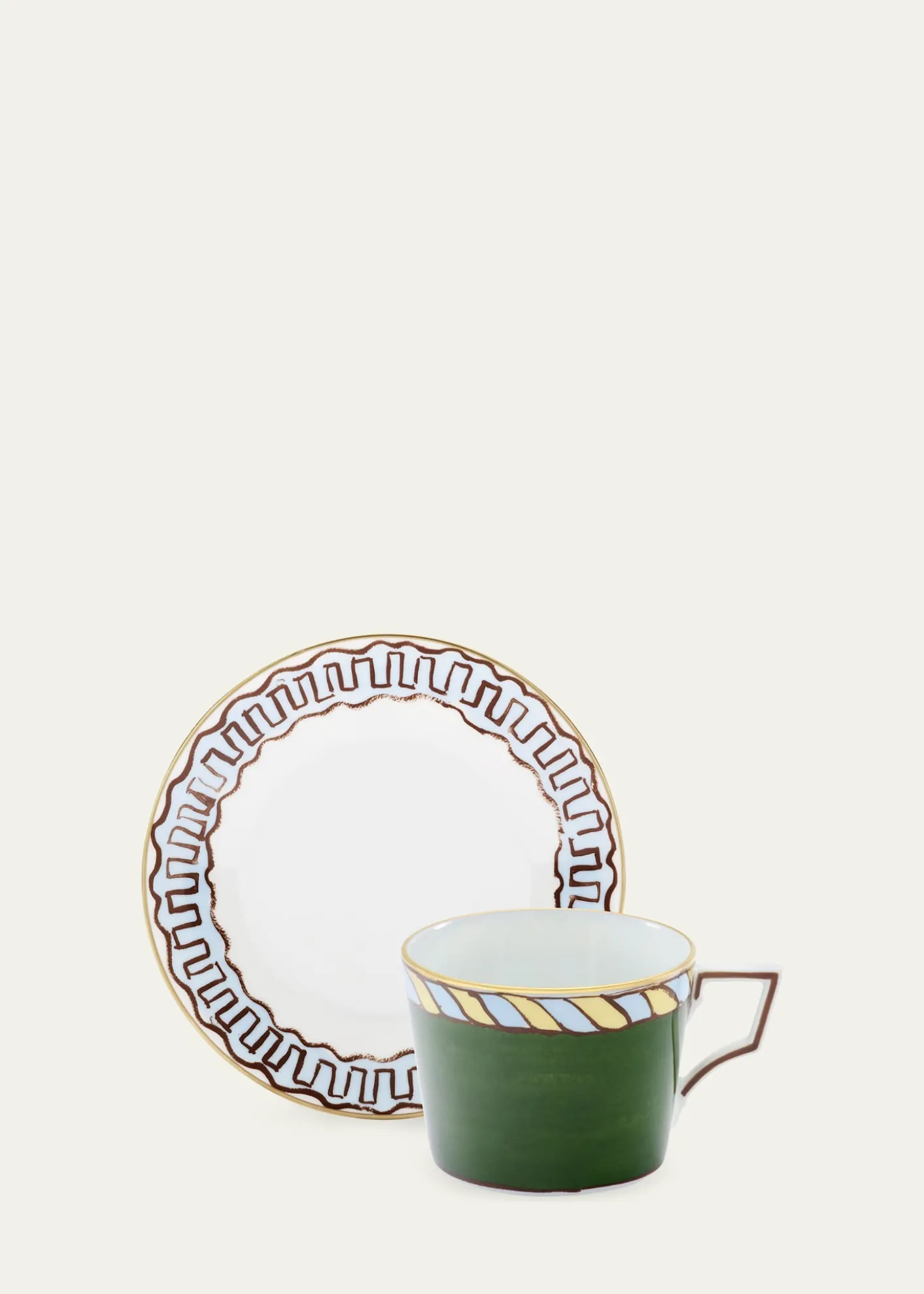 GINORI 1735Il Viaggio di Nettuno Luna 7.4 oz. Teacups & Saucers, Set of 2