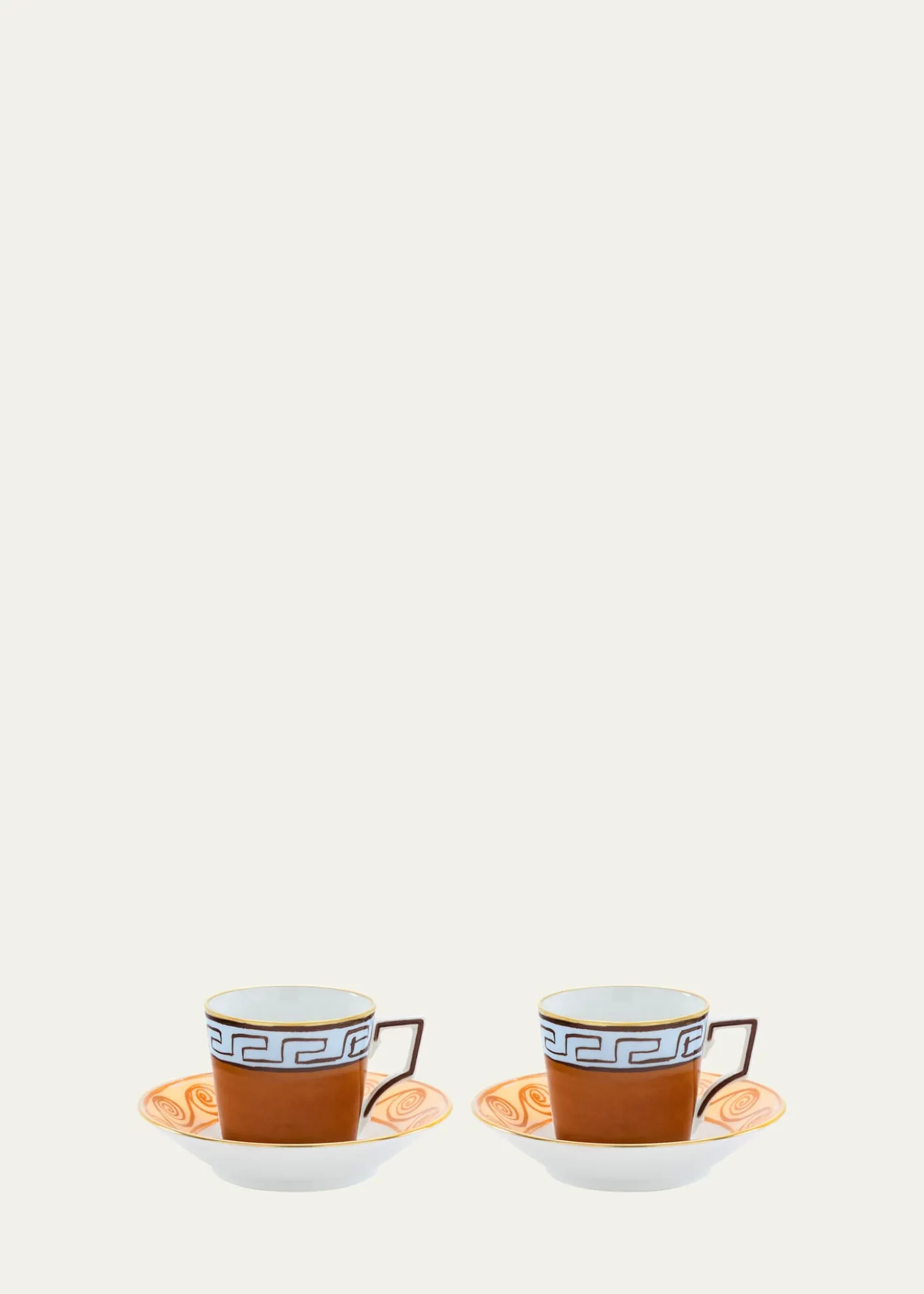 GINORI 1735Il Viaggio di Nettuno Luna 3 oz. Coffee Cups & Saucers, Set of 2