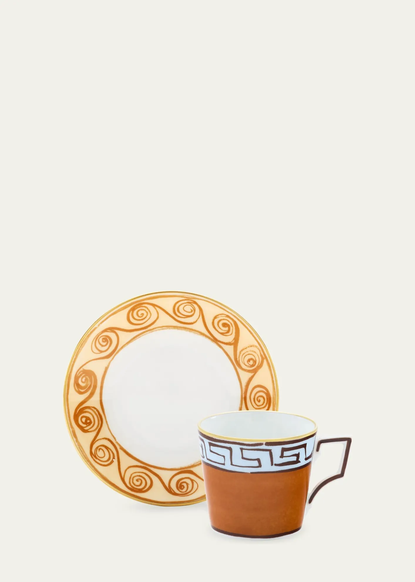 GINORI 1735Il Viaggio di Nettuno Luna 3 oz. Coffee Cups & Saucers, Set of 2