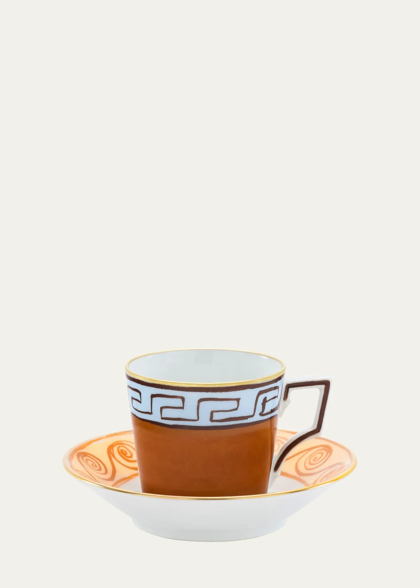 GINORI 1735Il Viaggio di Nettuno Luna 3 oz. Coffee Cups & Saucers, Set of 2