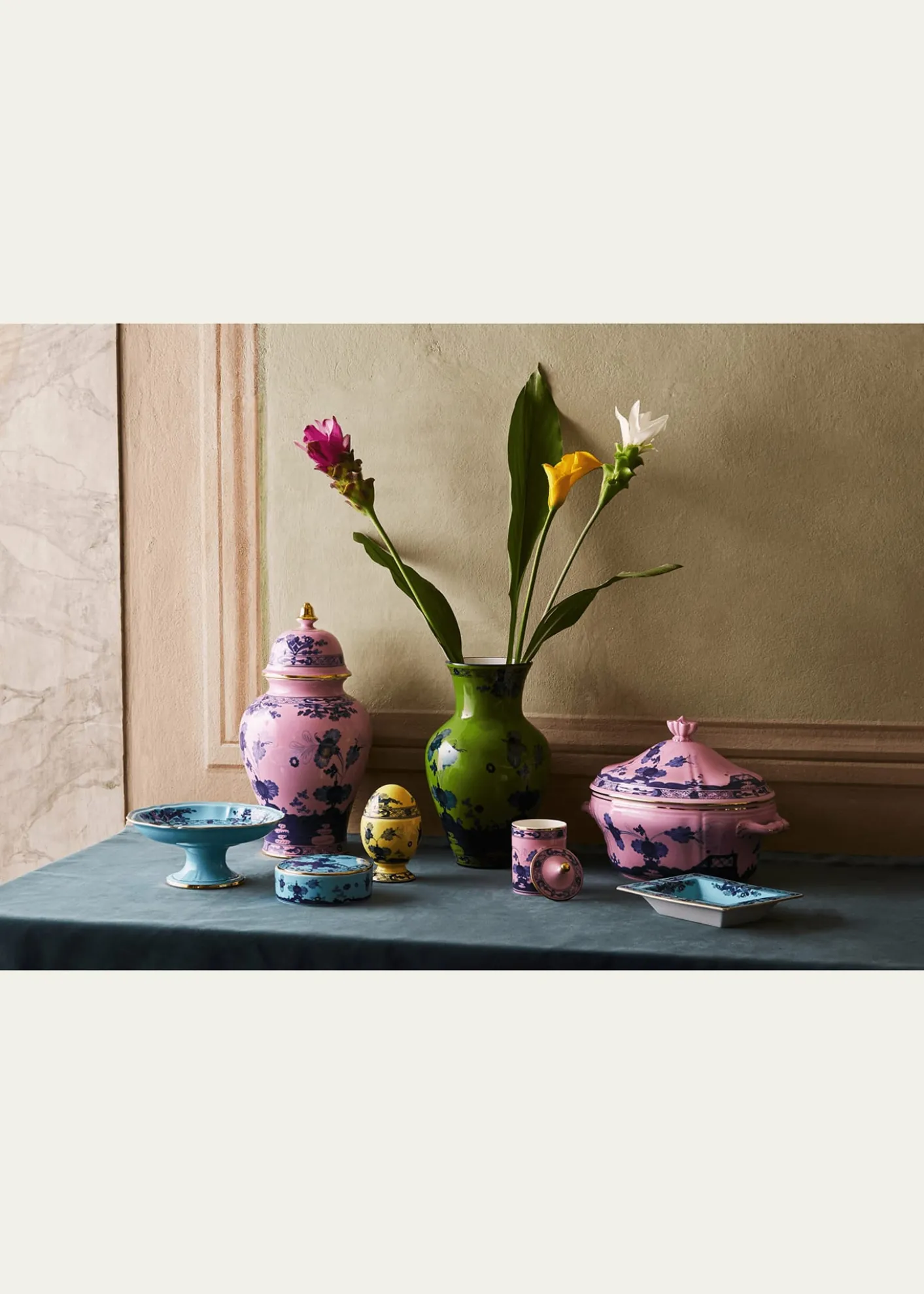 GINORI 1735Oriente Italiano Azalea Ming Vase, 9.8"