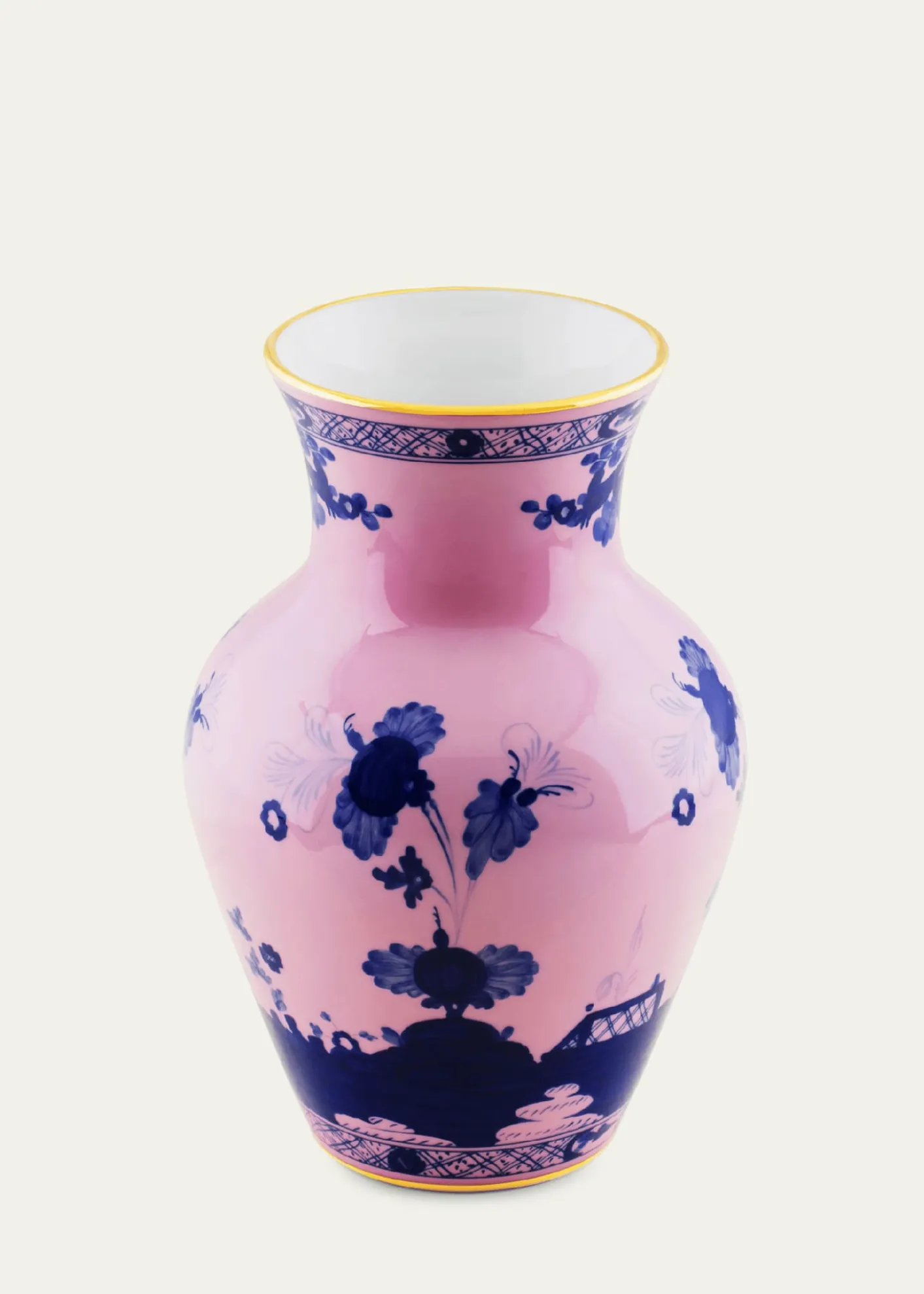 GINORI 1735Oriente Italiano Azalea Ming Vase, 9.8"