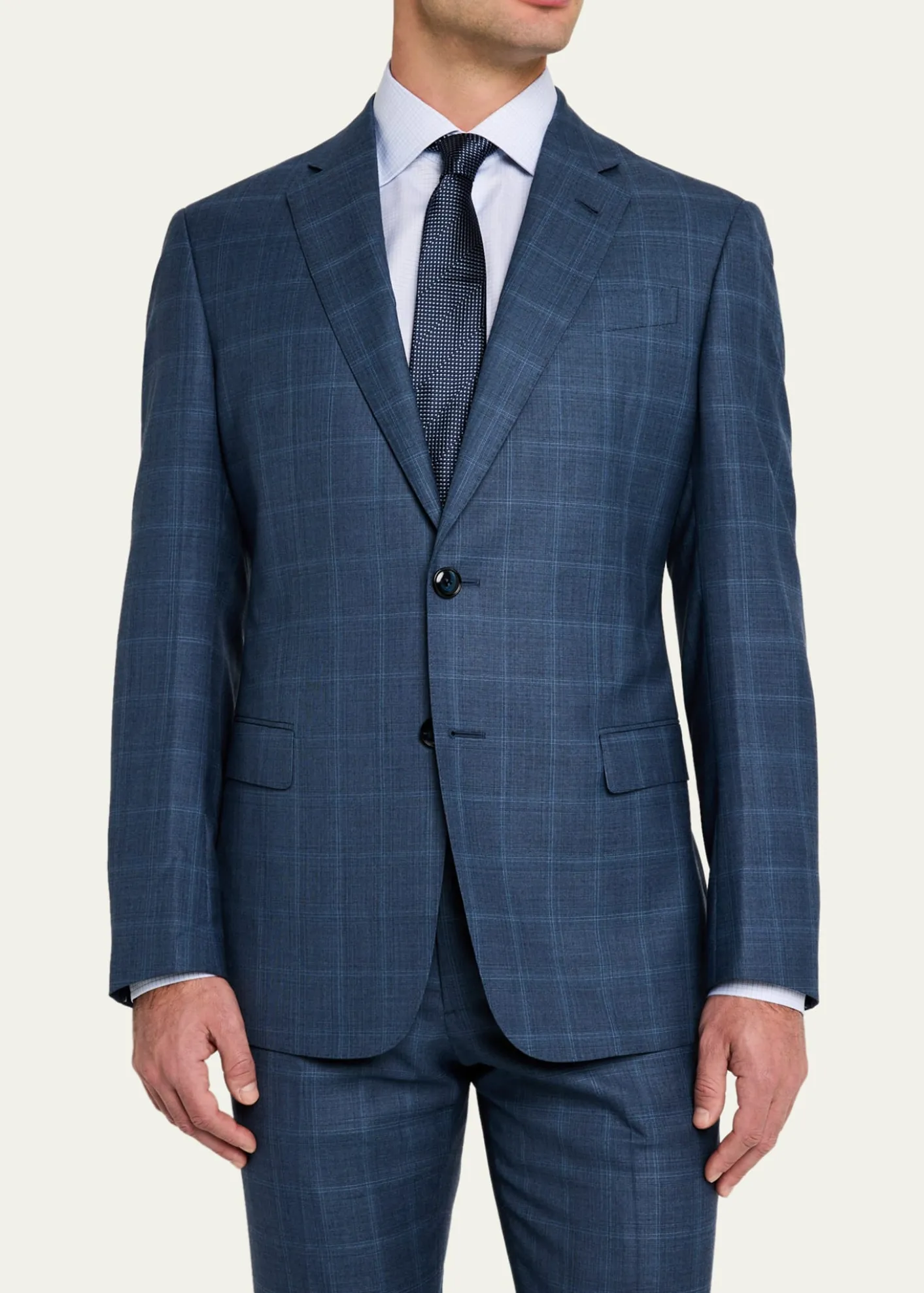 Giorgio ArmaniMen's Blurred Windowpane 240G Suit