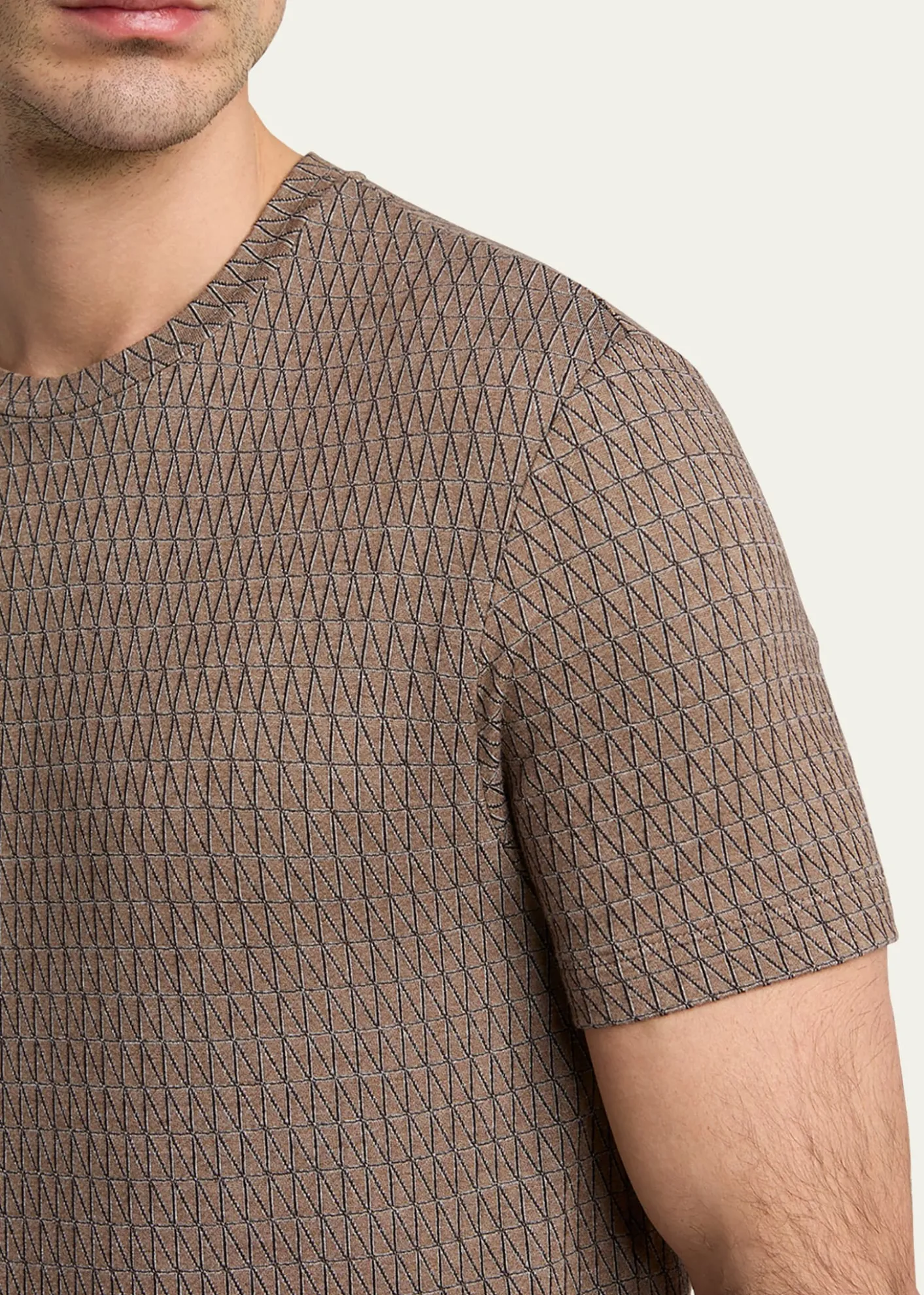 Giorgio ArmaniMen's Box-Jacquard Viscose Stretch Crewneck T-Shirt