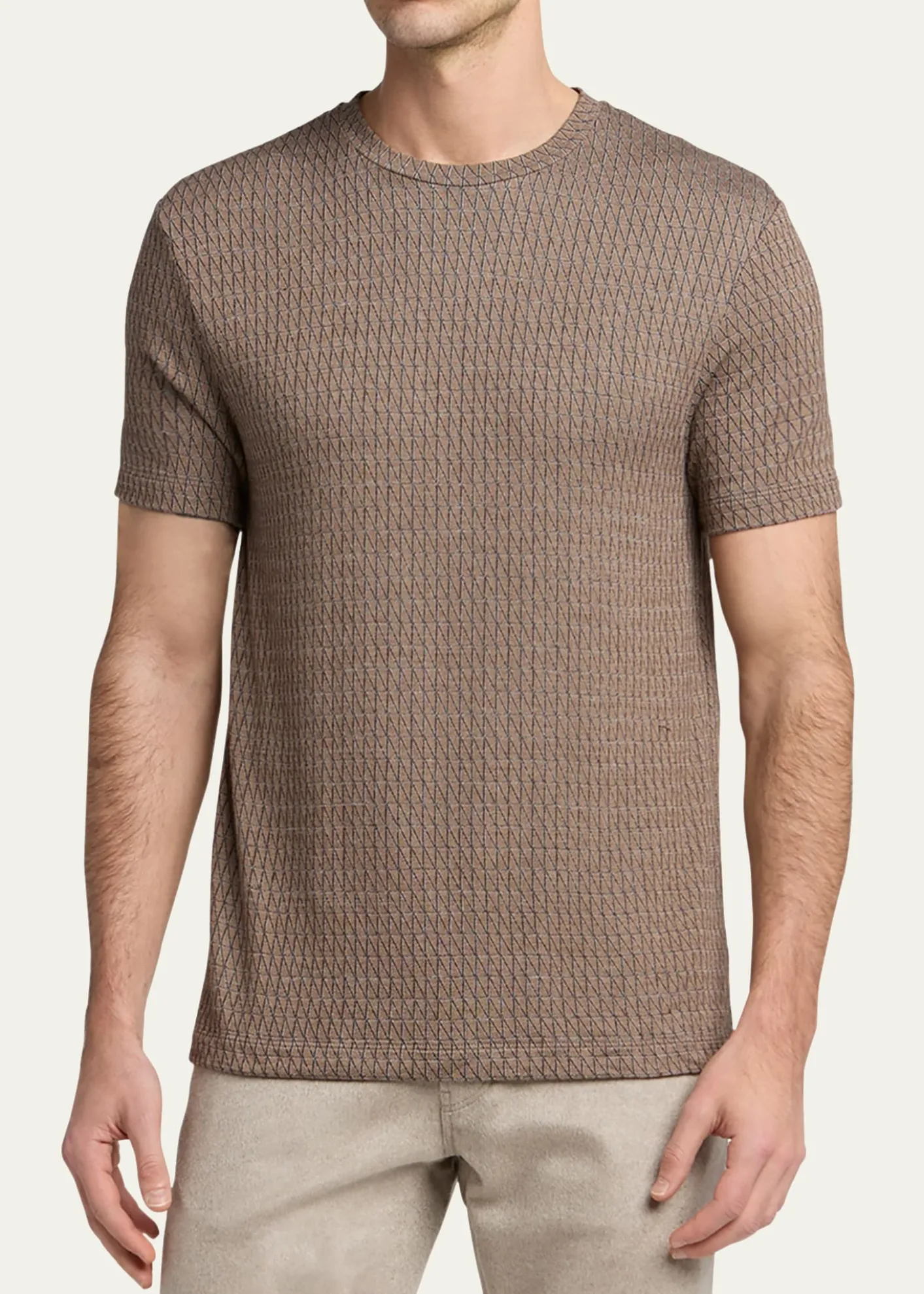 Giorgio ArmaniMen's Box-Jacquard Viscose Stretch Crewneck T-Shirt
