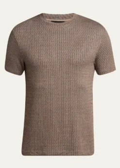 Giorgio ArmaniMen's Box-Jacquard Viscose Stretch Crewneck T-Shirt