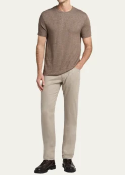 Giorgio ArmaniMen's Box-Jacquard Viscose Stretch Crewneck T-Shirt