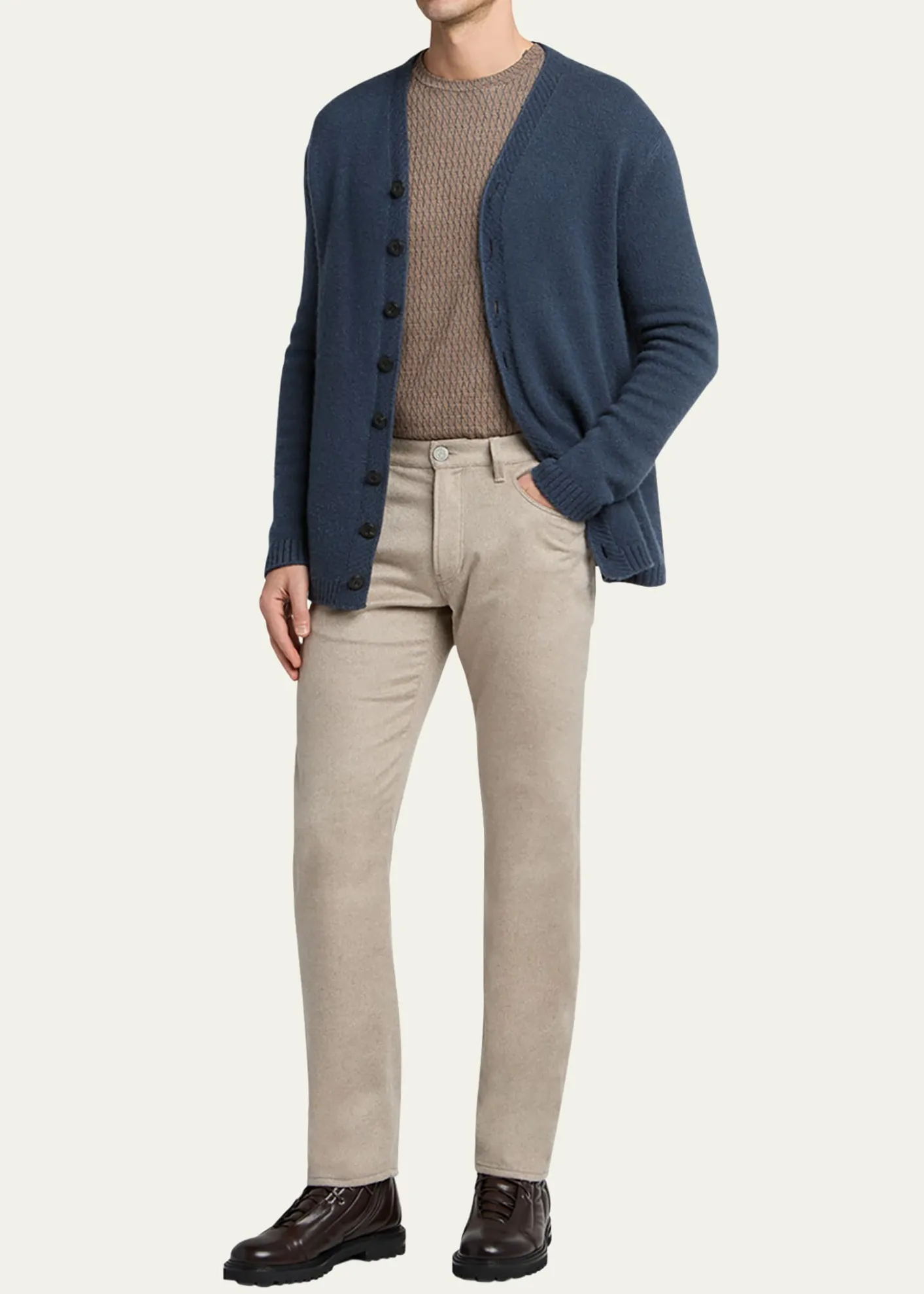 Giorgio ArmaniMen's Box-Jacquard Viscose Stretch Crewneck T-Shirt