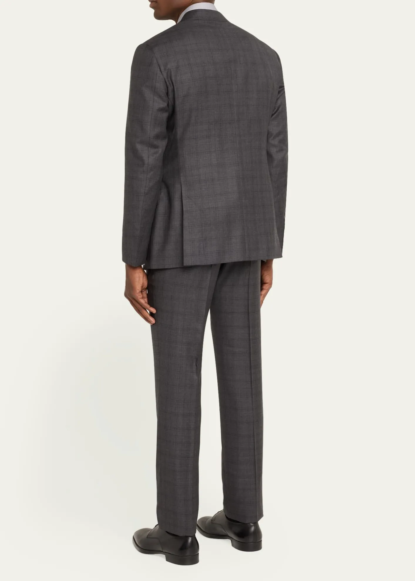 Giorgio ArmaniMen's Brushed Wool Plaid Classic Fit Suit