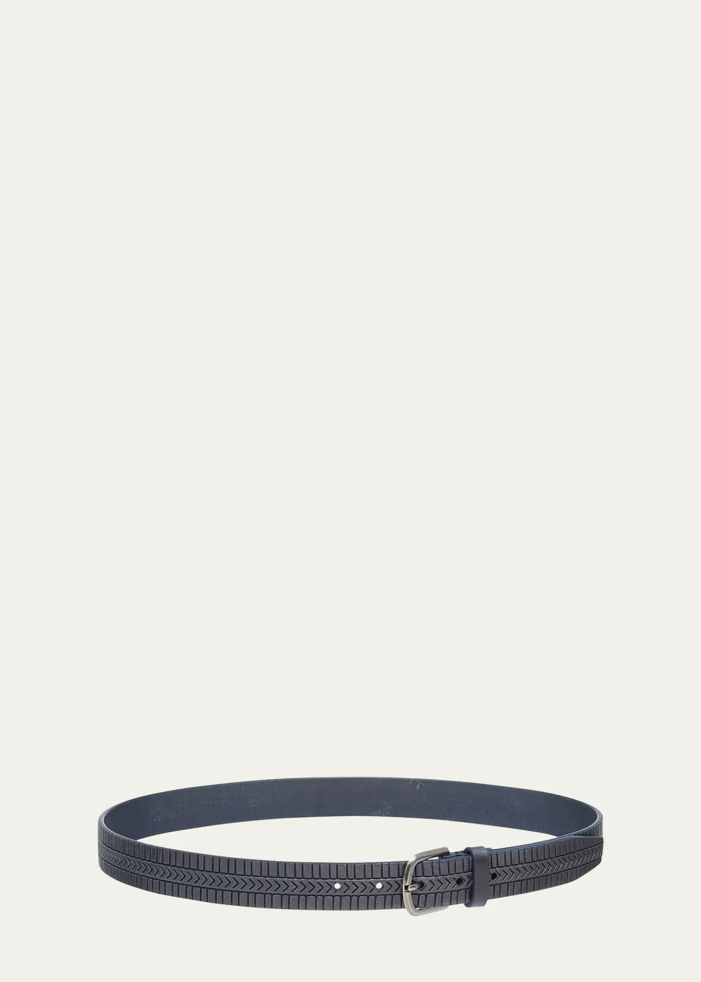 Giorgio ArmaniMen's Geometric Engraved Leather Belt