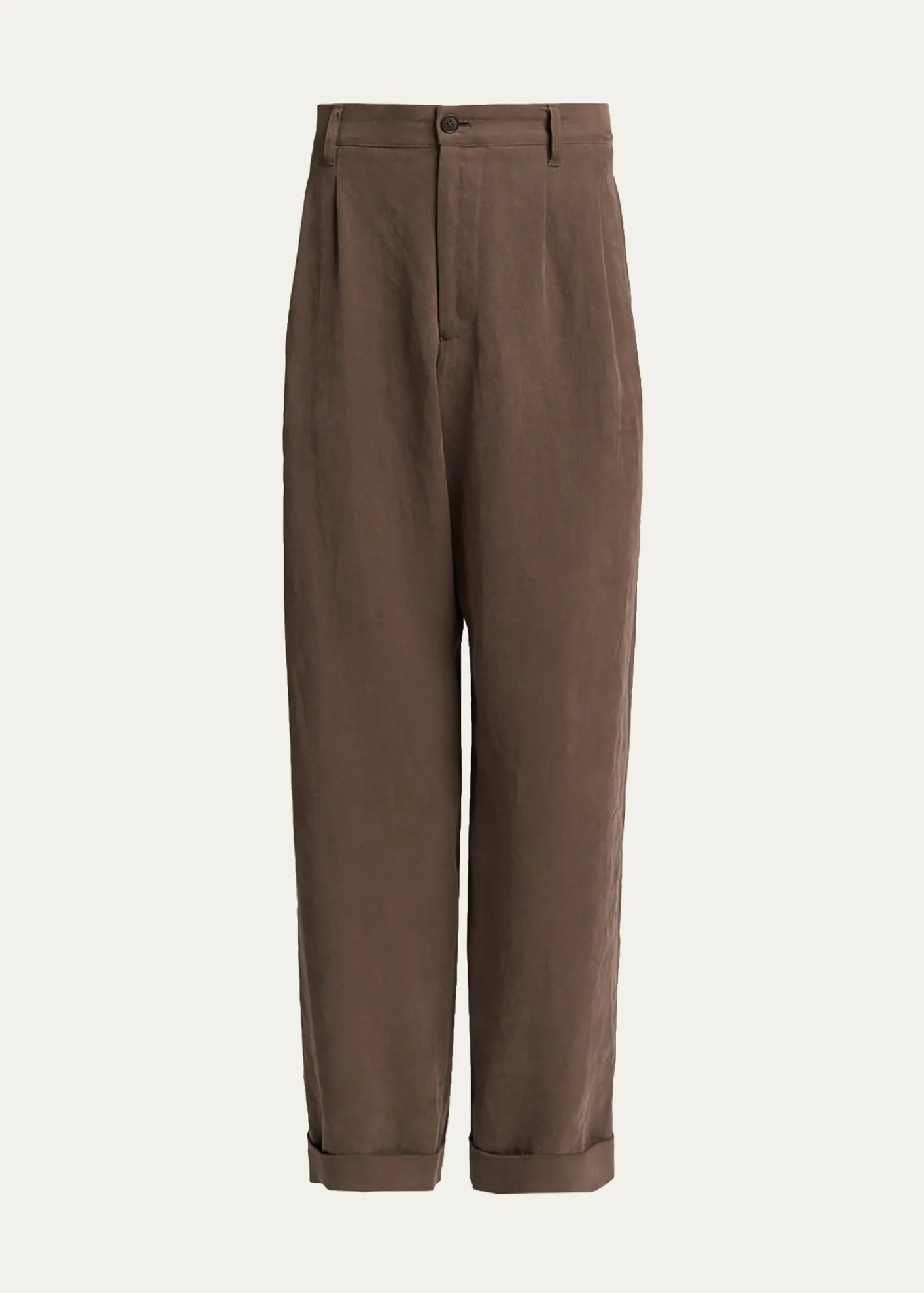 Giorgio ArmaniMen's Hemp Pleated Wide-Leg Pants