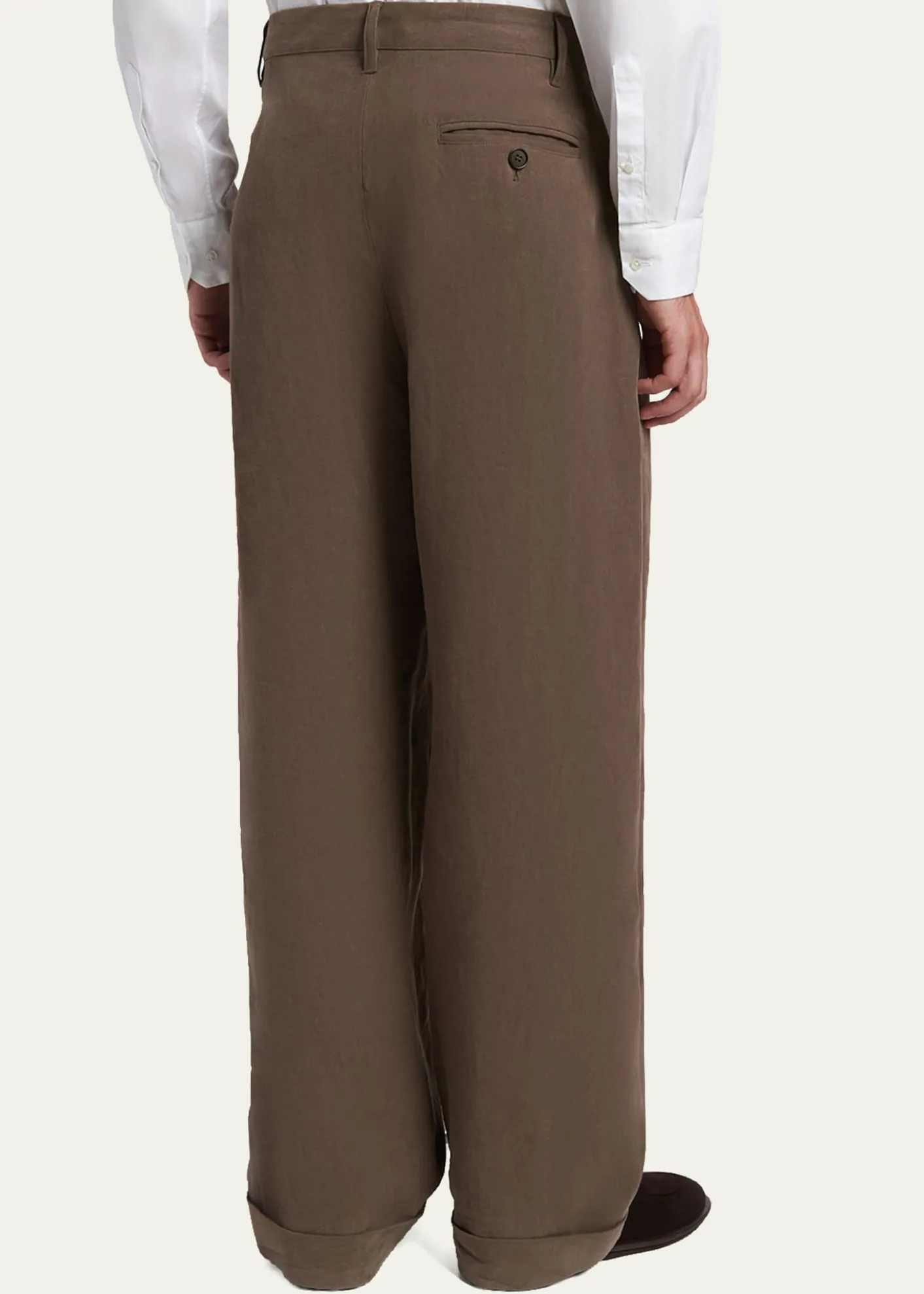 Giorgio ArmaniMen's Hemp Pleated Wide-Leg Pants