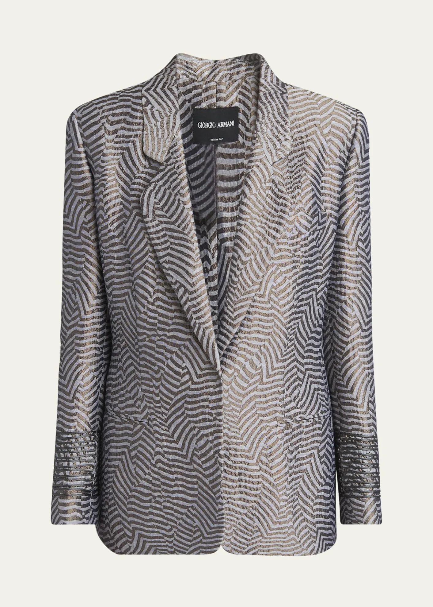 Giorgio ArmaniAnimalier Silk Jacquard Single-Breasted Blazer Jacket