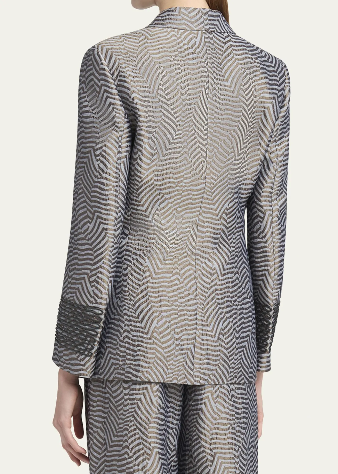 Giorgio ArmaniAnimalier Silk Jacquard Single-Breasted Blazer Jacket