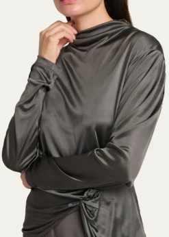 Giorgio ArmaniAsymmetric Draped Shiny Viscose Top