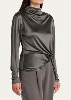 Giorgio ArmaniAsymmetric Draped Shiny Viscose Top