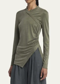 Giorgio ArmaniAsymmetric Jersey Long-Sleeve Top
