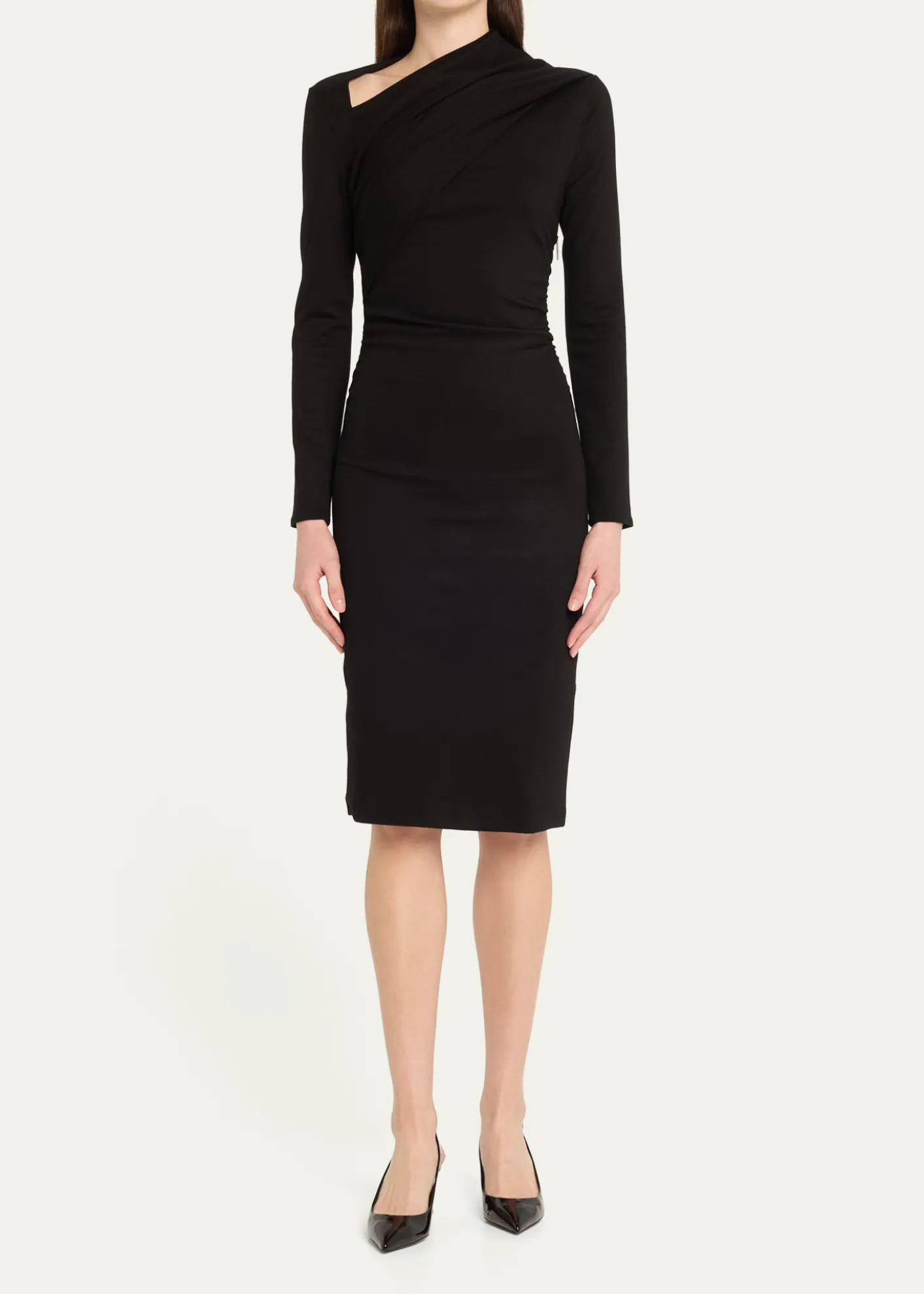 Giorgio ArmaniAsymmetric Long-Sleeve Jersey Dress