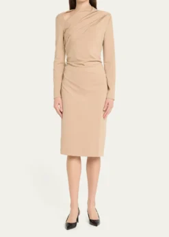 Giorgio ArmaniAsymmetric Long-Sleeve Jersey Dress