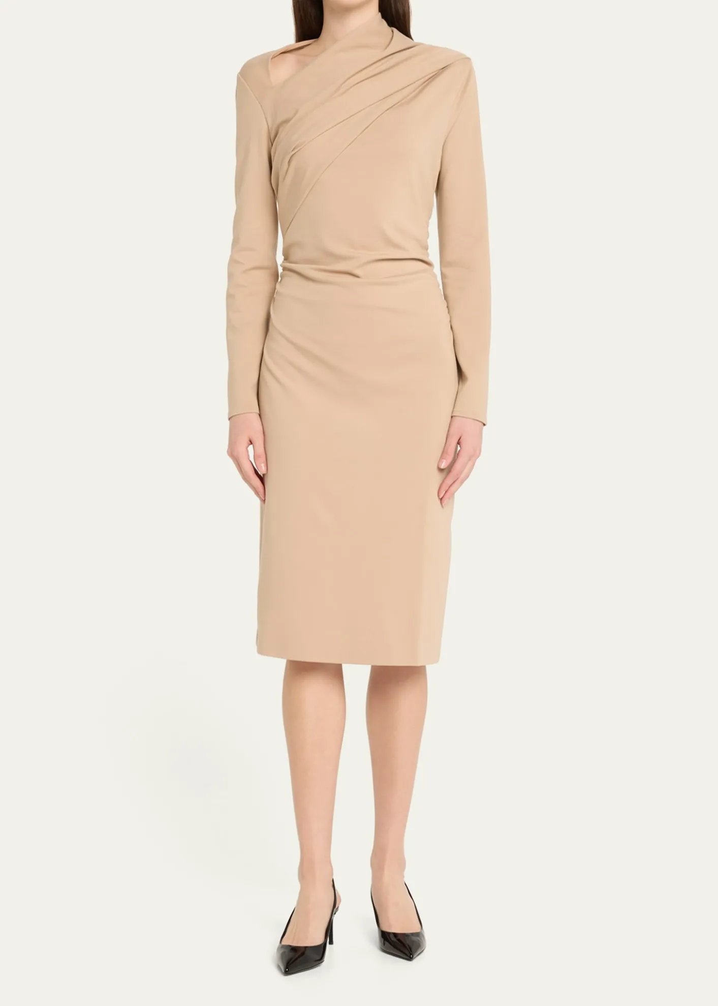 Giorgio ArmaniAsymmetric Long-Sleeve Jersey Dress