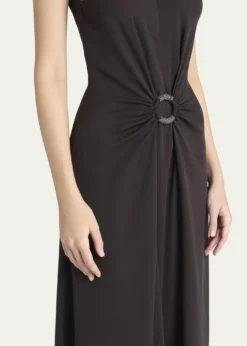 Giorgio ArmaniBeaded-Ring Silk Georgette Backless Gown