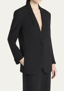 Giorgio ArmaniBeaded Silk Tuxedo Jacket