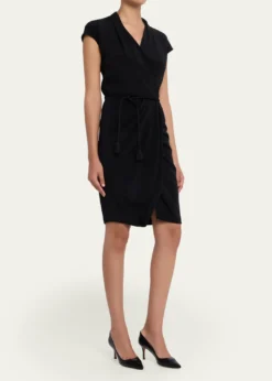 Giorgio ArmaniBelted Cap-Sleeve Jersey Wrap Dress