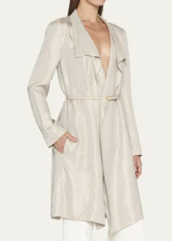 Giorgio ArmaniBelted Metallic Wrap Coat